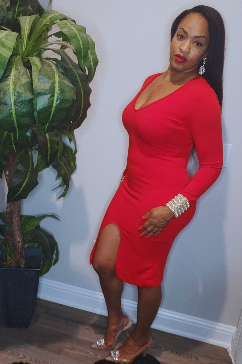 Red Jewel Embellished Dress